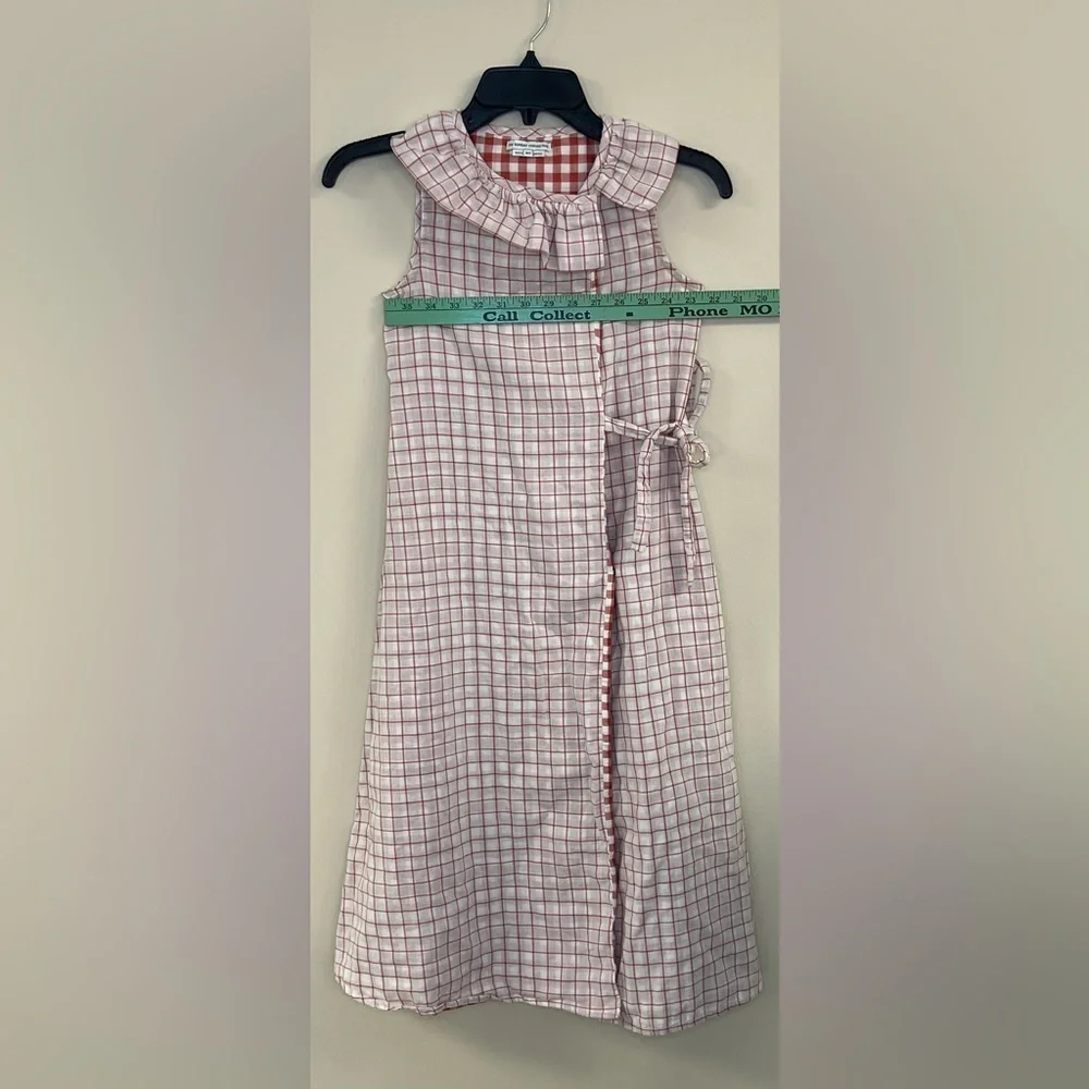 The Sunday Collective Girls Wrap Gingham Cotton Dress
